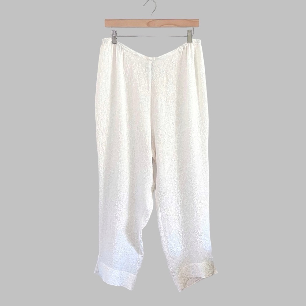NWT Citron Santa Monica Silk Matelasse Pull On Ankle Pant Ivory XL
